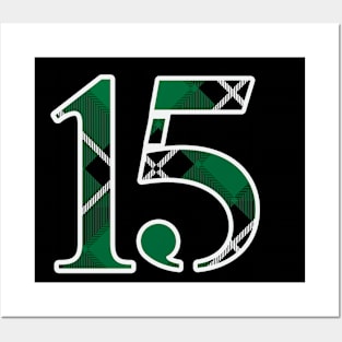 15 Sports Jersey Number Green Black Flannel Posters and Art